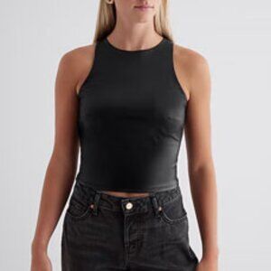 Body Contour Faux Leather High Neck Tank